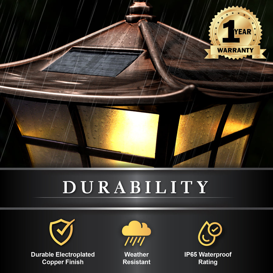 Classy Caps SLO94 4X4 Copper Plated Ambience Solar Post Cap - Atlantic Lighting