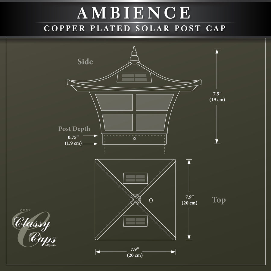 Classy Caps SLO94 4X4 Copper Plated Ambience Solar Post Cap - Atlantic Lighting