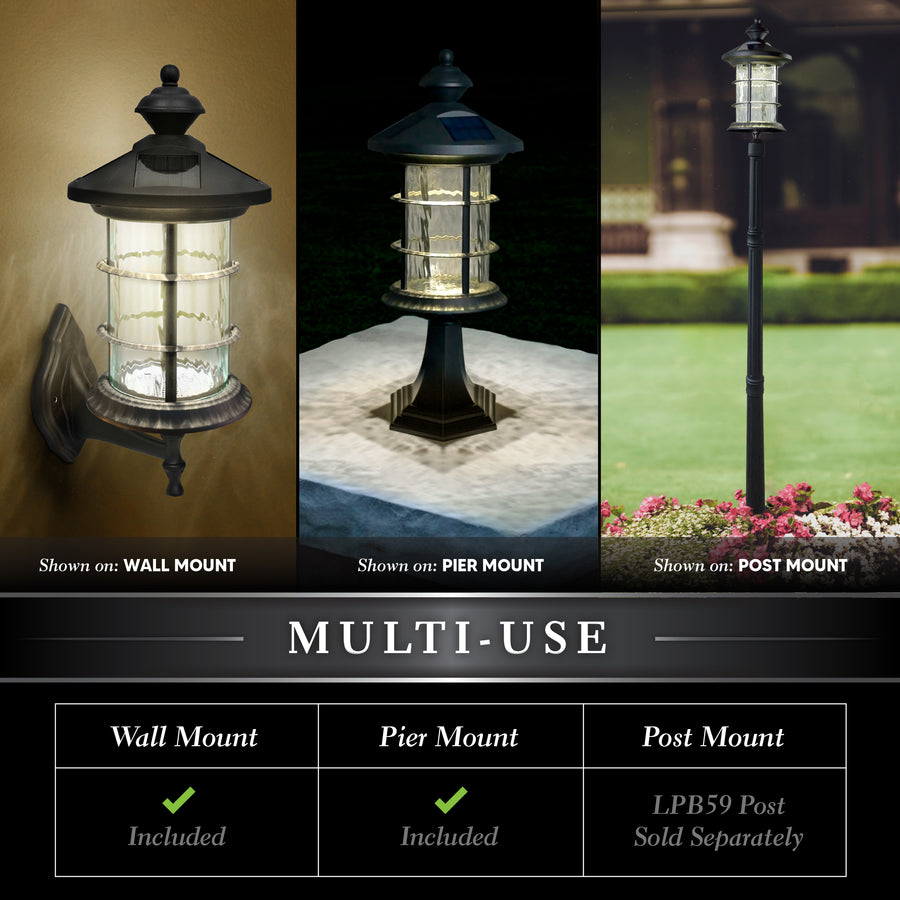 Classy Caps SLP227 Black Aluminum Hampton Solar Lamp - Atlantic Lighting