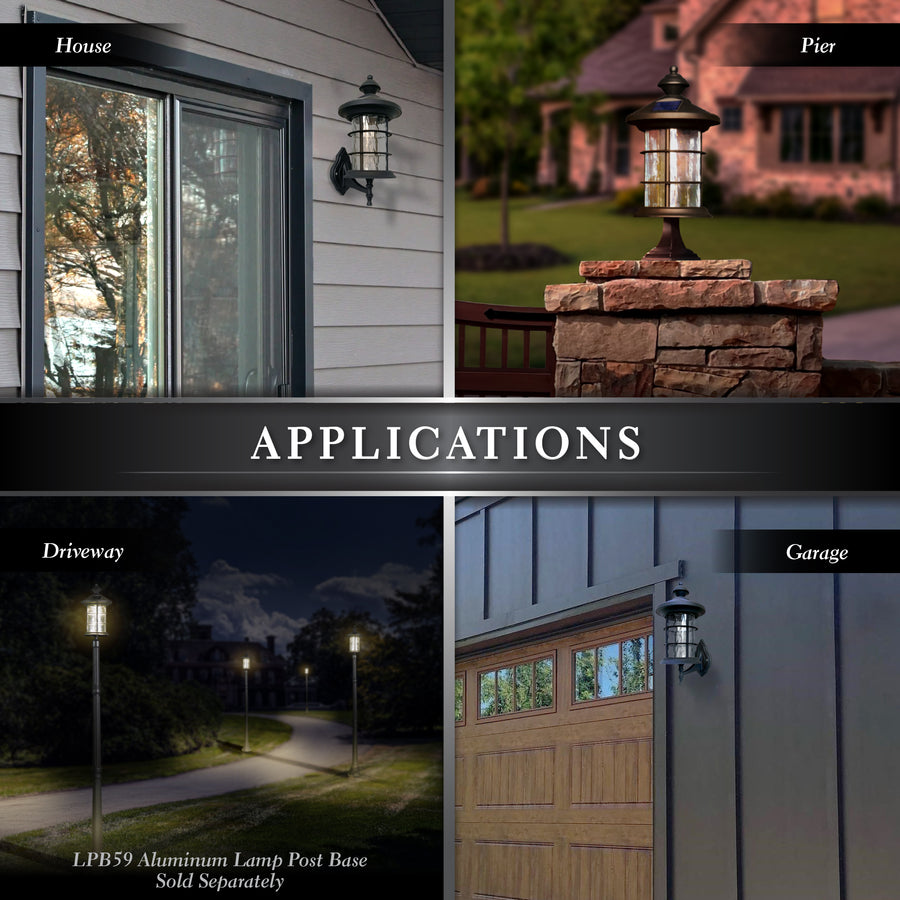 Classy Caps SLP227 Black Aluminum Hampton Solar Lamp - Atlantic Lighting