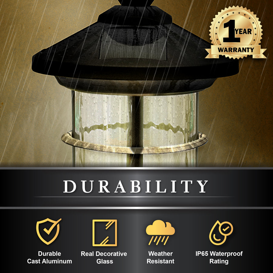Classy Caps SLP227 Black Aluminum Hampton Solar Lamp - Atlantic Lighting