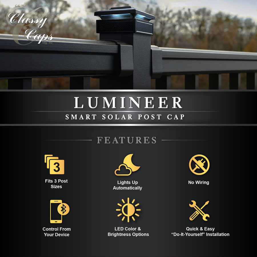 Classy Caps SLT727 Lumineer Smart Solar Post Cap - Atlantic Lighting