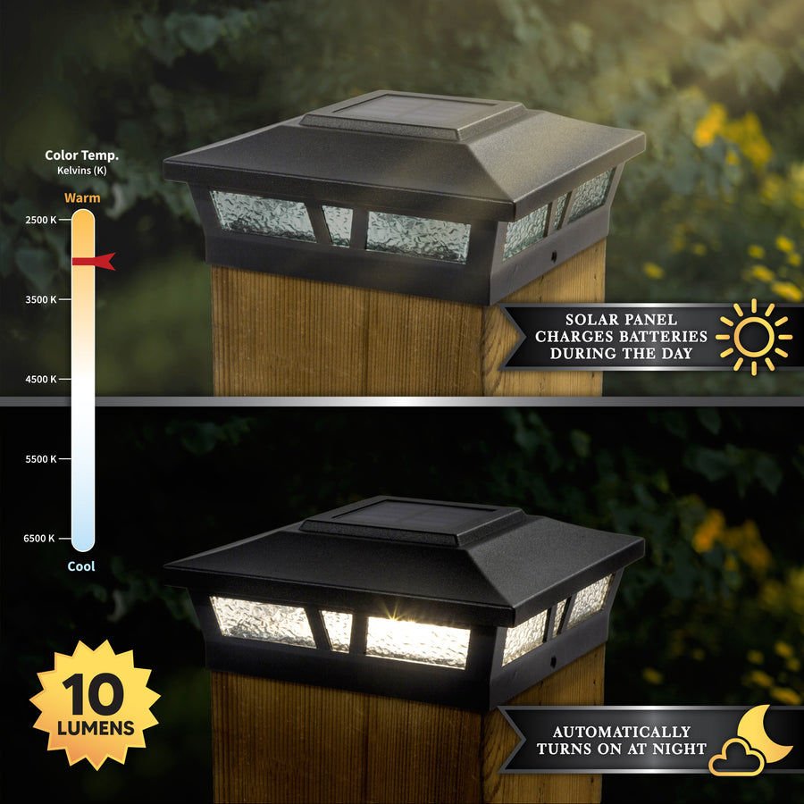 Classy Caps SLX772B 6X6 Black Aluminum Oxford Solar Post Cap - Atlantic Lighting