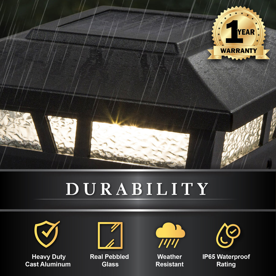 Classy Caps SLX772B 6X6 Black Aluminum Oxford Solar Post Cap - Atlantic Lighting