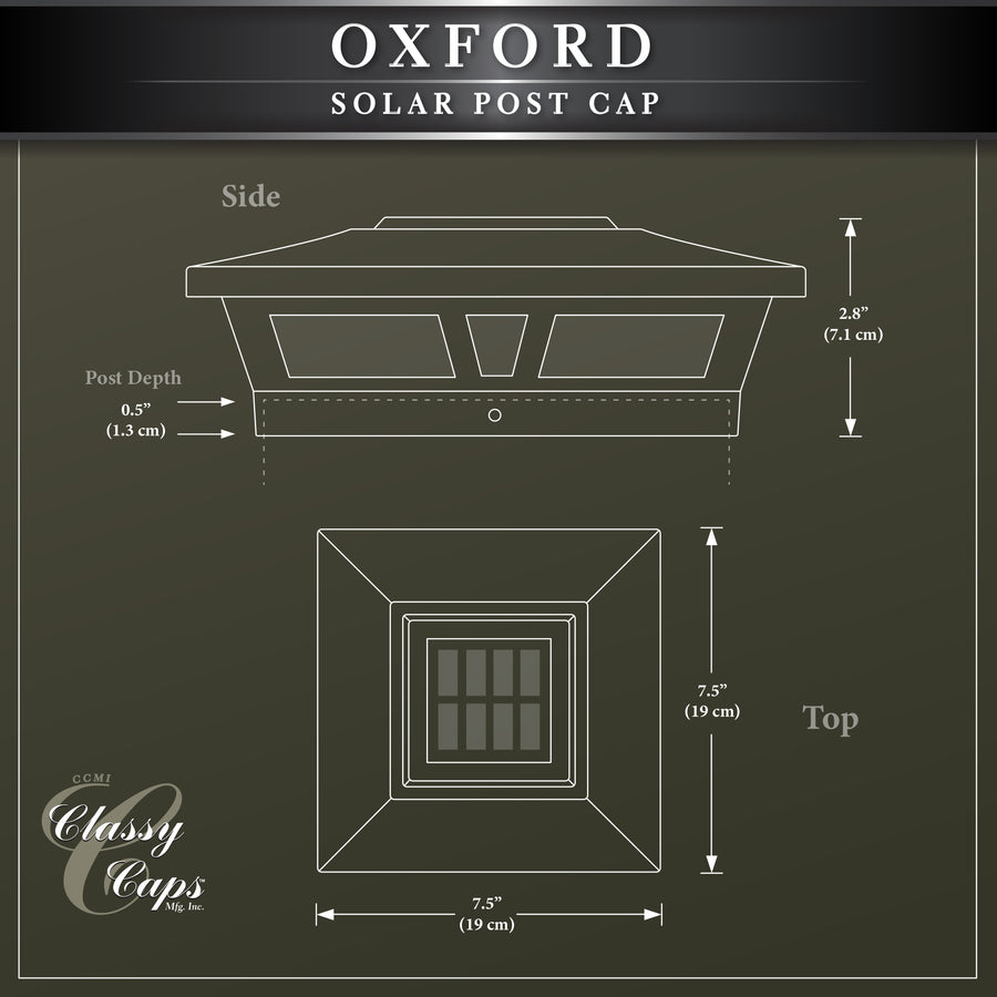 Classy Caps SLX772B 6X6 Black Aluminum Oxford Solar Post Cap - Atlantic Lighting