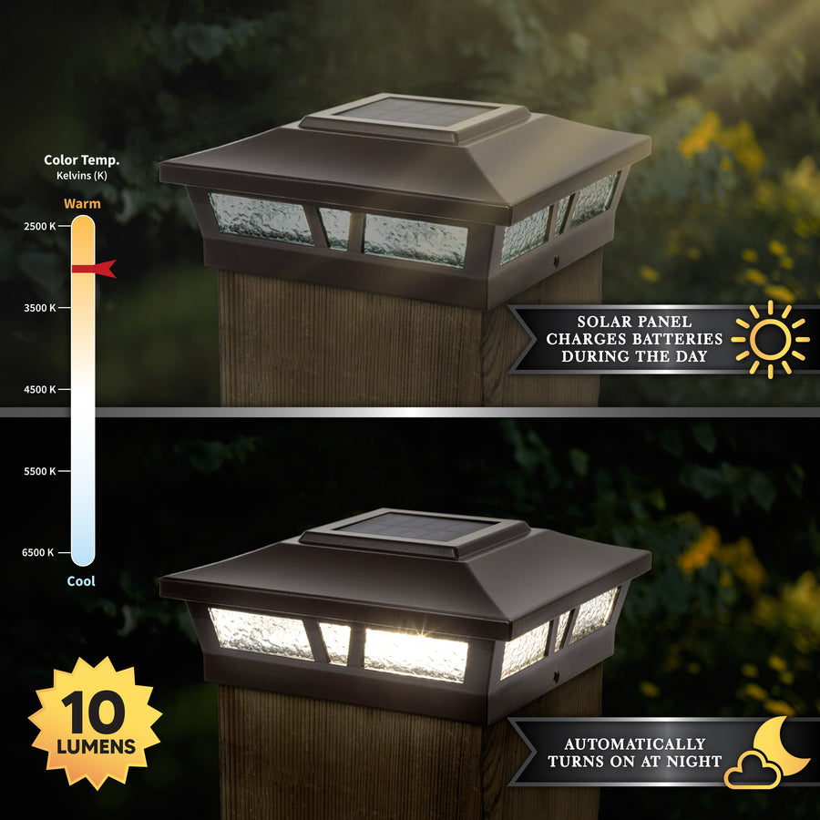 Classy Caps SLX772C 6X6 Brown Aluminum Oxford Solar Post Cap - Atlantic Lighting