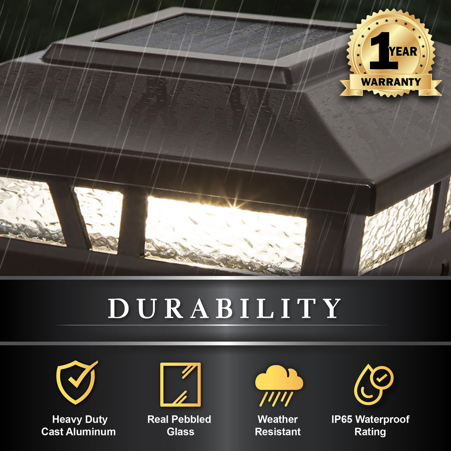 Classy Caps SLX772C 6X6 Brown Aluminum Oxford Solar Post Cap - Atlantic Lighting