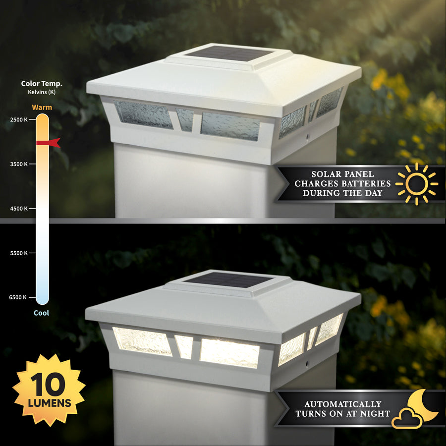 Classy Caps SLX772W 6X6 White Aluminum Oxford Solar Post Cap - Atlantic Lighting
