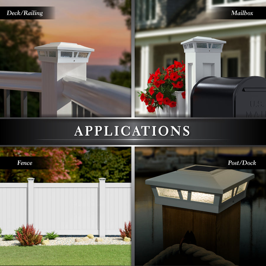 Classy Caps SLX772W 6X6 White Aluminum Oxford Solar Post Cap - Atlantic Lighting