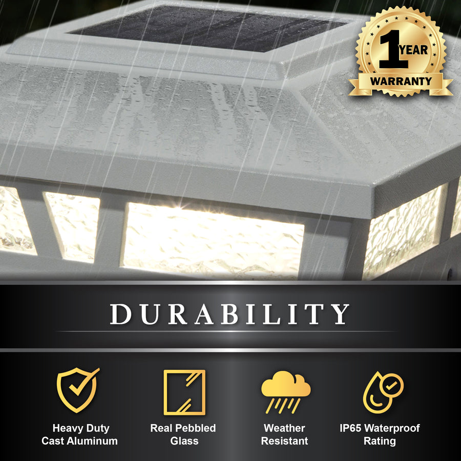 Classy Caps SLX772W 6X6 White Aluminum Oxford Solar Post Cap - Atlantic Lighting