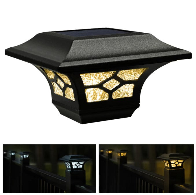 Classy Caps SLZ332B Kingston Black Dual Lighted Solar Post Cap - Atlantic Lighting