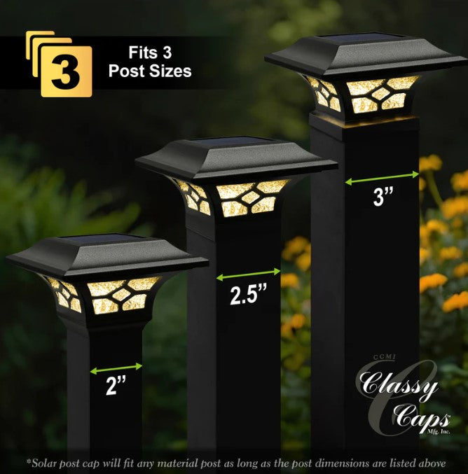 Classy Caps SLZ332B Kingston Black Dual Lighted Solar Post Cap - Atlantic Lighting