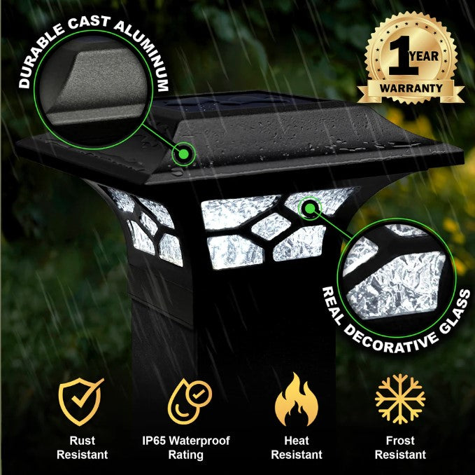 Classy Caps SLZ332B Kingston Black Dual Lighted Solar Post Cap - Atlantic Lighting