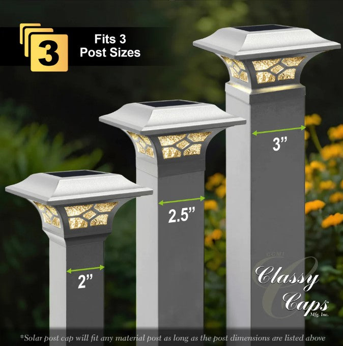 Classy Caps SLZ332W Kingston White Dual Lighted Solar Post Cap - Atlantic Lighting