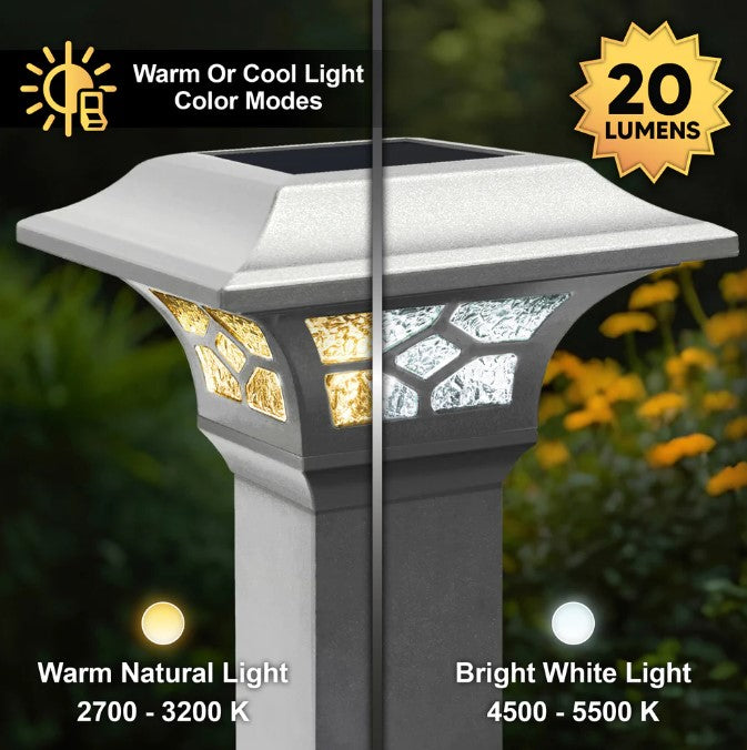 Classy Caps SLZ332W Kingston White Dual Lighted Solar Post Cap - Atlantic Lighting