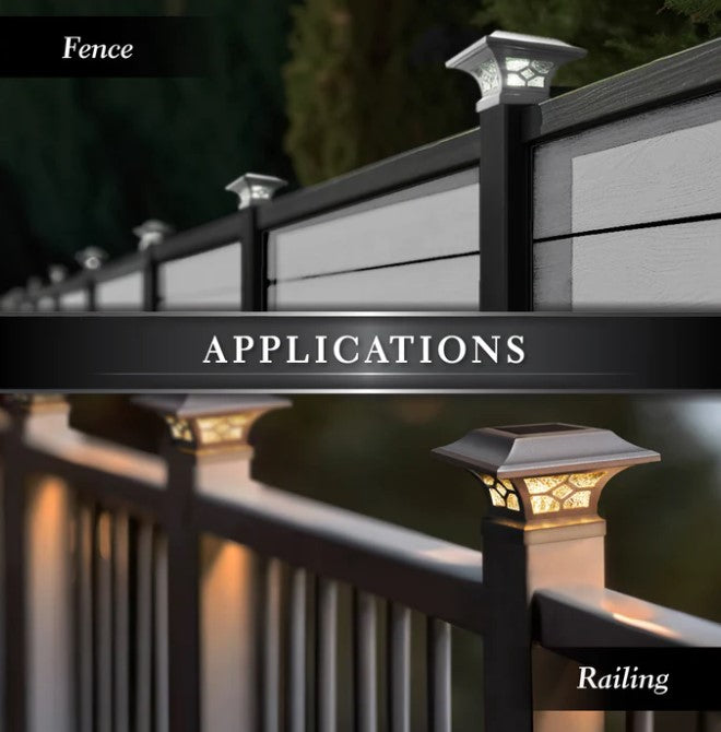 Classy Caps SLZ332W Kingston White Dual Lighted Solar Post Cap - Atlantic Lighting