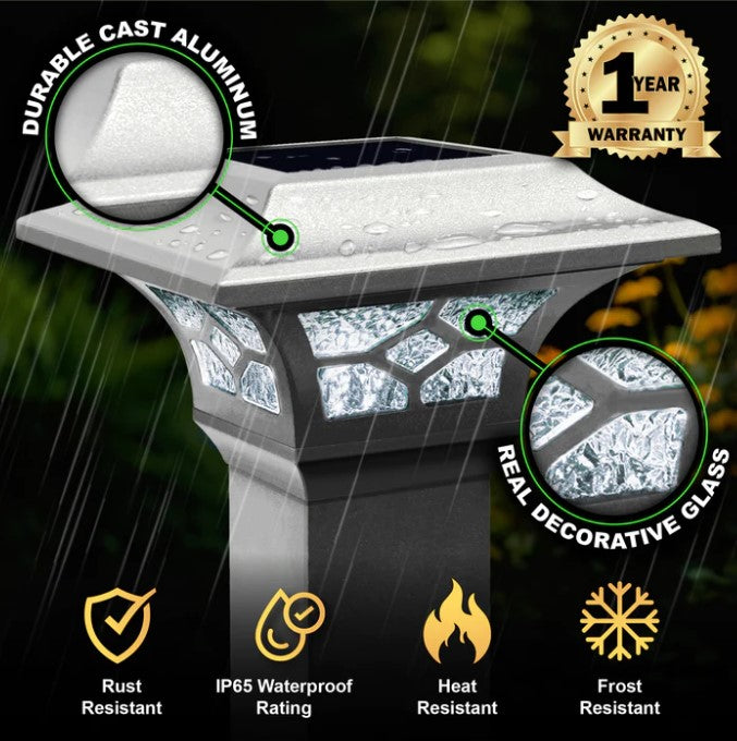 Classy Caps SLZ332W Kingston White Dual Lighted Solar Post Cap - Atlantic Lighting