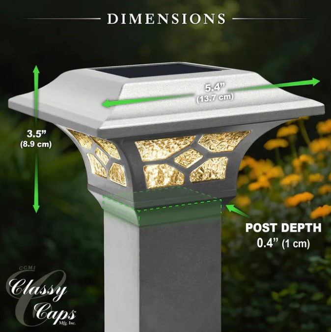 Classy Caps SLZ332W Kingston White Dual Lighted Solar Post Cap - Atlantic Lighting