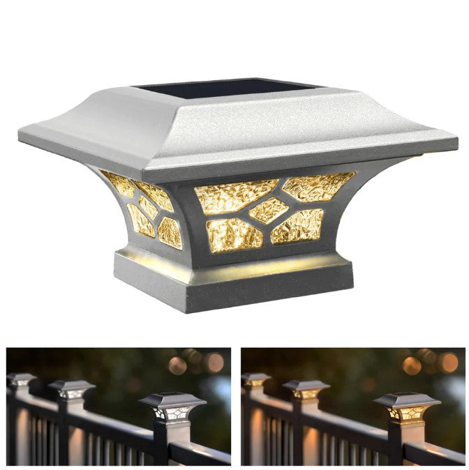 Classy Caps SLZ332W Kingston White Dual Lighted Solar Post Cap - Atlantic Lighting