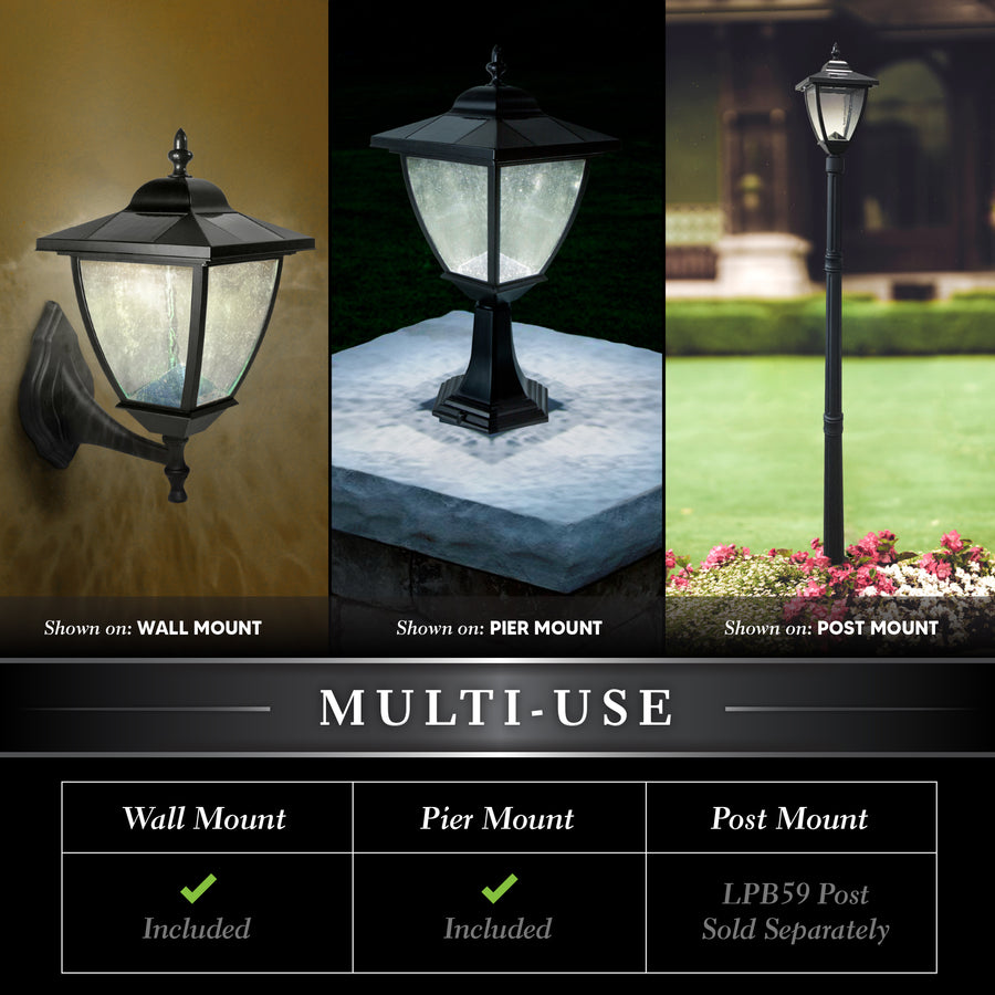 Classy Caps SML556 Black Aluminum Elegante Solar Lamp - Atlantic Lighting