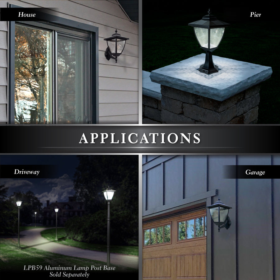 Classy Caps SML556 Black Aluminum Elegante Solar Lamp - Atlantic Lighting
