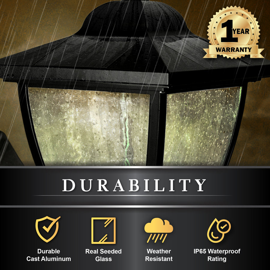 Classy Caps SML556 Black Aluminum Elegante Solar Lamp - Atlantic Lighting