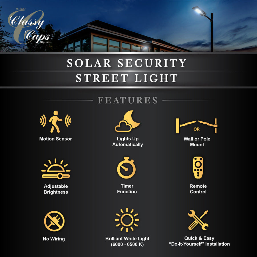 Classy Caps SSL810 Solar Security Street Light - Atlantic Lighting