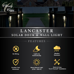 Classy Caps Black Aluminum Lancaster Deck & Wall Light - 2 Pk SWL888