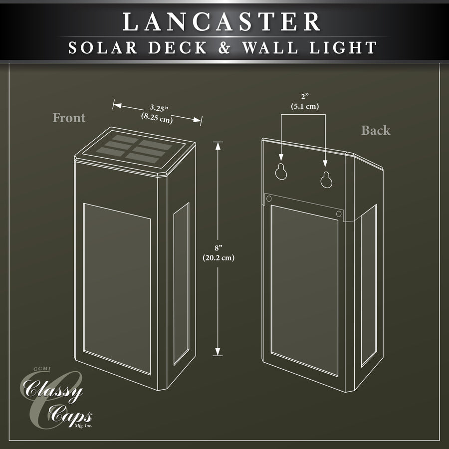 Classy Caps SWL888 Black Aluminum Lancaster Deck & Wall Light - 2 Pk - Atlantic Lighting