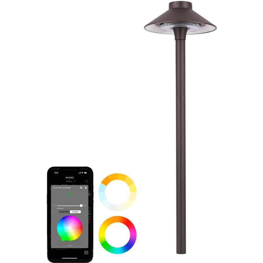 WAC 6841-CSBBR Colorscaping Tiki LED path light – color changing, bronze on brass