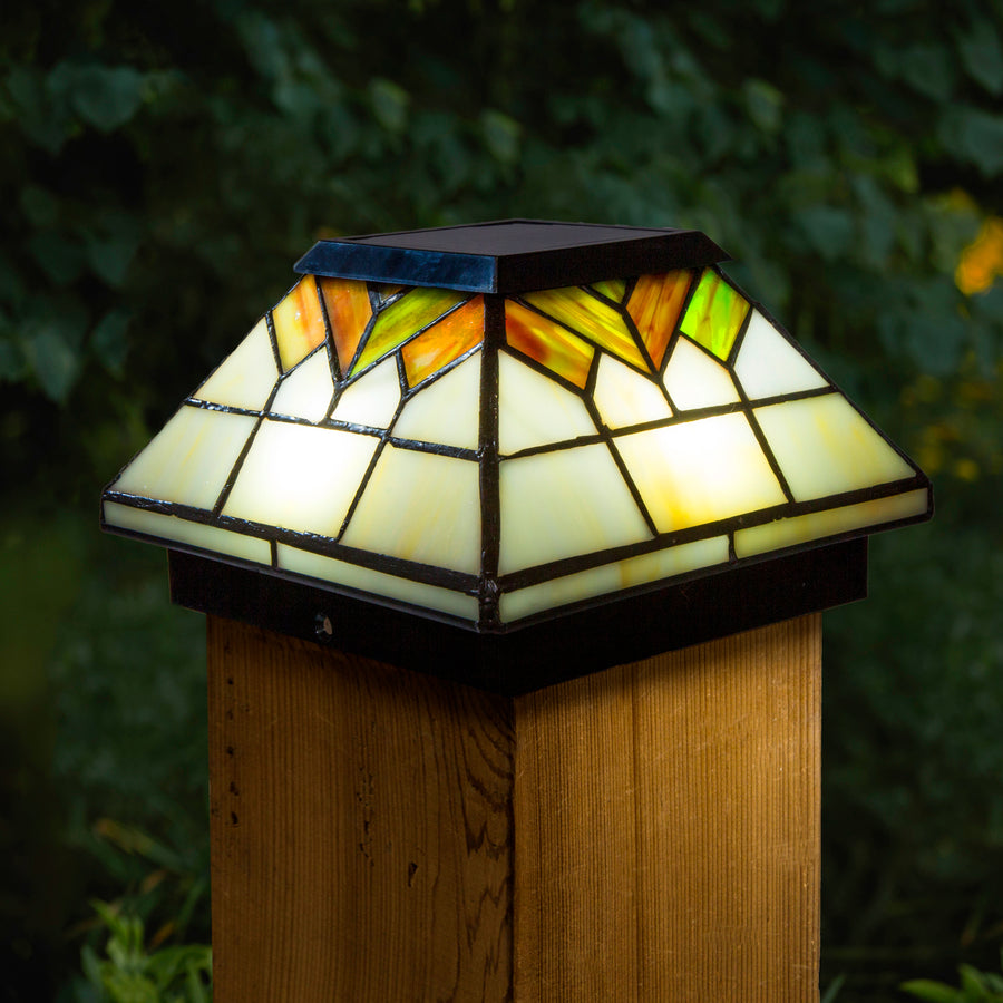 Classy Caps WG322 5X5/4X4/3.5X3.5 Stained Glass Wellington Solar Post Cap - Atlantic Lighting