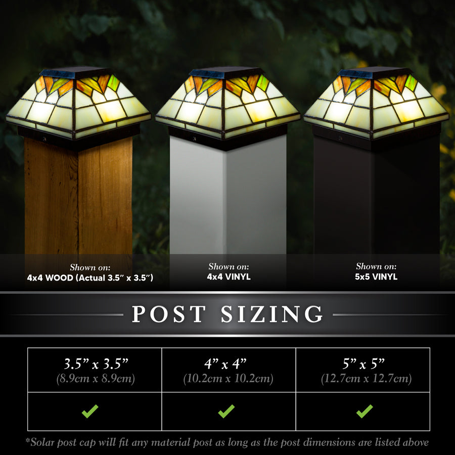Classy Caps WG322 5X5/4X4/3.5X3.5 Stained Glass Wellington Solar Post Cap - Atlantic Lighting