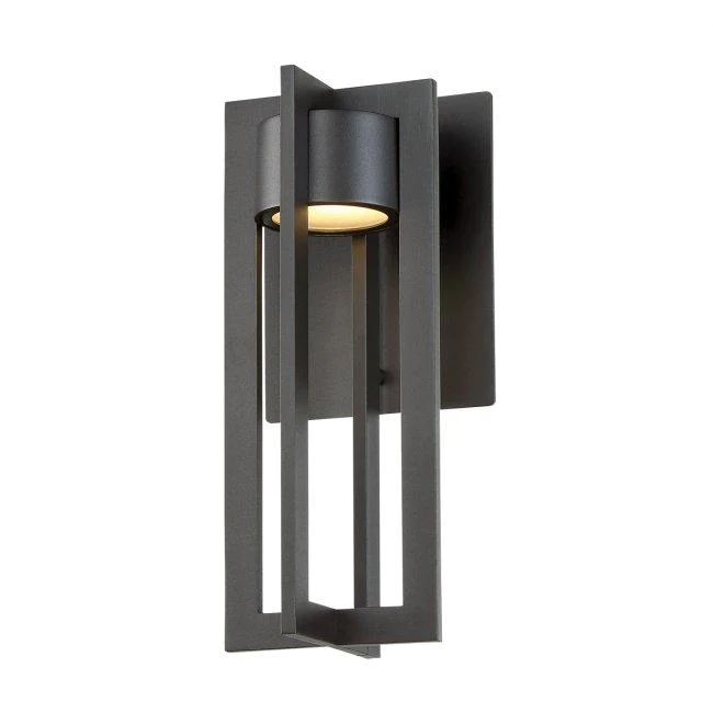 WAC WS-W48616-BK 16" Chamber Outdoor Wall Sconce 3000K Black - Atlantic Lighting