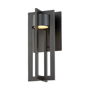 WAC 16" Chamber Outdoor Wall Sconce 3000K  Black WS-W48616-BK