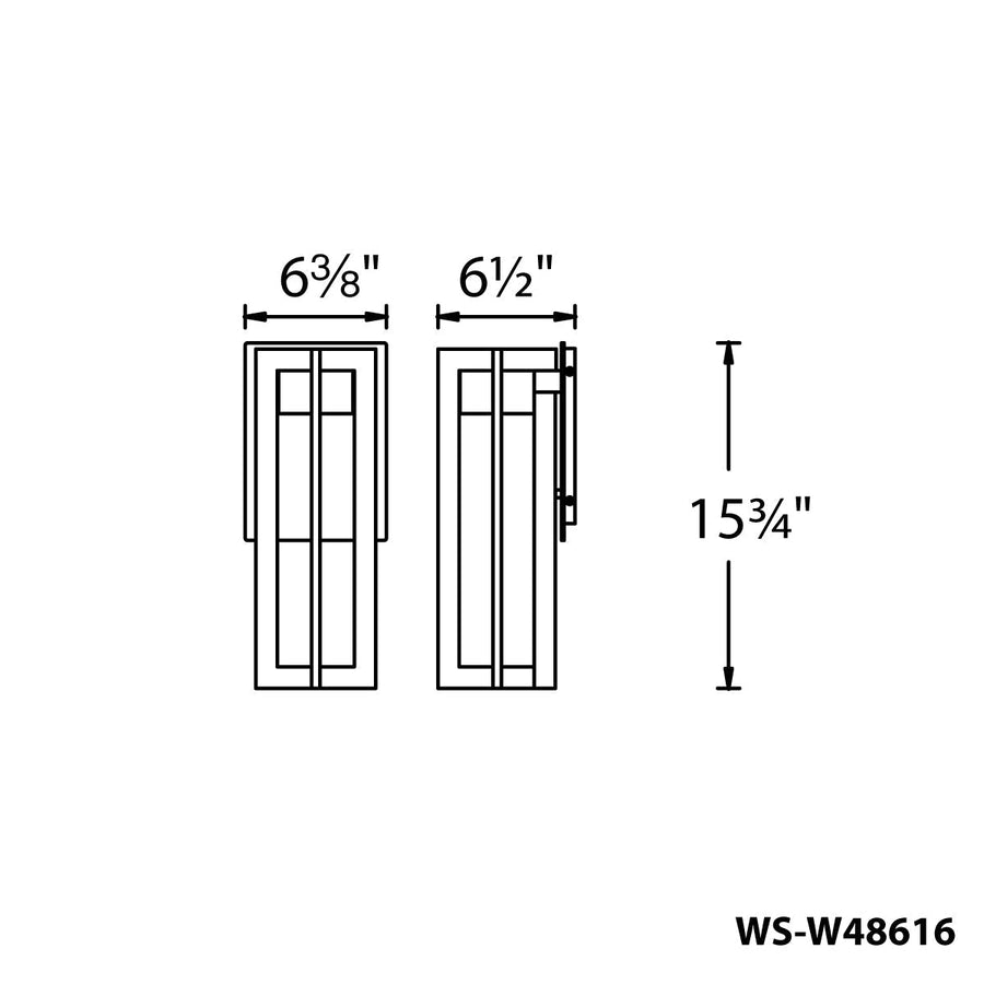 WAC WS-W48616-BK 16" Chamber Outdoor Wall Sconce 3000K Black - Atlantic Lighting