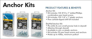 King Innovation 25140 - Plastic Drywall Anchor Kit, 1 Kit