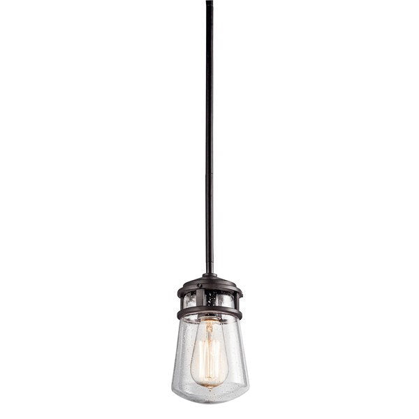 Kichler 49446AZ Lyndon™ 9.5" 1 Light Pendant with Clear Seeded Glass Architectural Bronze