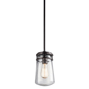 Kichler 49447BA Lyndon™ 11.75" 1 Light Pendant with Clear Seeded Glass Brushed Aluminum