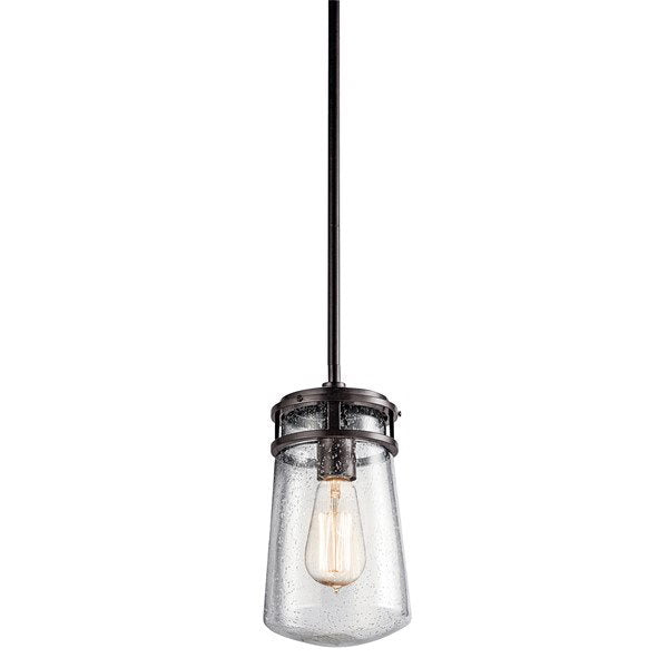 Kichler 49447AZ Lyndon™ 11.75" 1 Light Pendant with Clear Seeded Glass Architectural Bronze