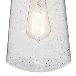 Kichler 49447BA Lyndon™ 11.75" 1 Light Pendant with Clear Seeded Glass Brushed Aluminum