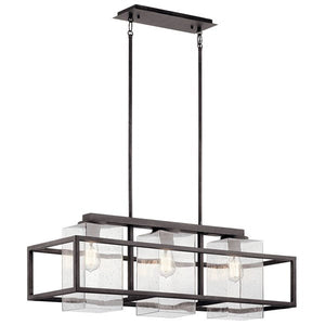 Kichler 49805WZC Wright 3 Light Linear Chandelier Weathered Zinc