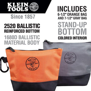 Klein Tools 55470 Zipper Bag, Stand-Up Tool Pouch, 2-Pack