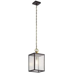 Kichler 59008WZC Lahden™ 17.25" 1 Light Outdoor Convertible Pendant/Semi Flush with Clear Seeded Glass Weathered Zinc
