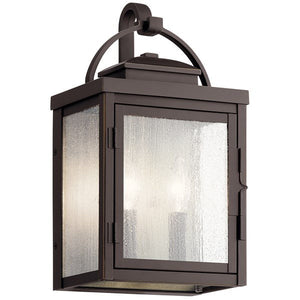 Kichler 59011RZ Carlson™ 14.75" 2 Light Outdoor Wall Light with Clear Seeded Glass Rubbed Bronze