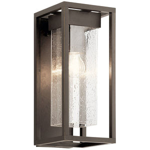 Kichler 59061BSL Mercer™ 16" 1 Light Wall Light Clear Seeded Glass Black