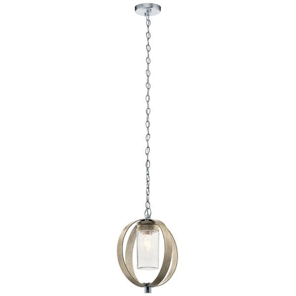 Kichler 59069DAG Grand Bank 1 Light Hanging Light Distressed Antique Gray with Brushed Aluminum and Platinum