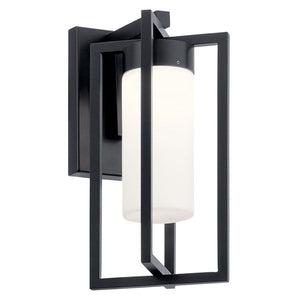 Kichler 59070BKLED Drega 11" 1 LED Wall Light with Satin Etched Glass Black
