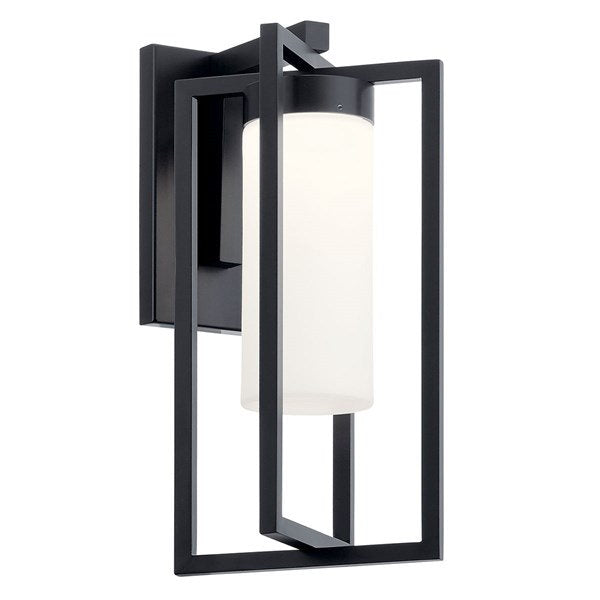 Kichler 59071BKLED Drega 14" 1 LED Wall Light with Satin Etched Glass Black