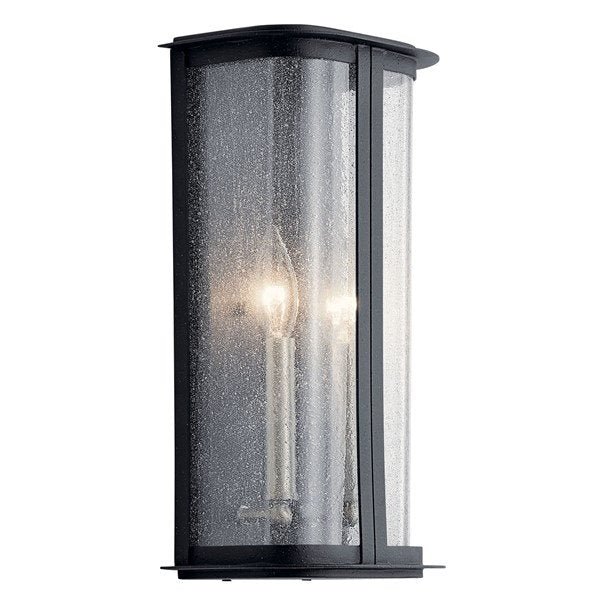 Kichler 59091DBK Timmin™ 14" 2 Light Wall Light Clear Seeded Glass and Distressed Black