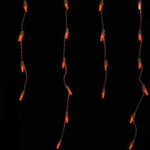 Seasonal Source 88607-R Orange Icicle Lights on White Wire, 70 Bulbs - Atlantic Lighting